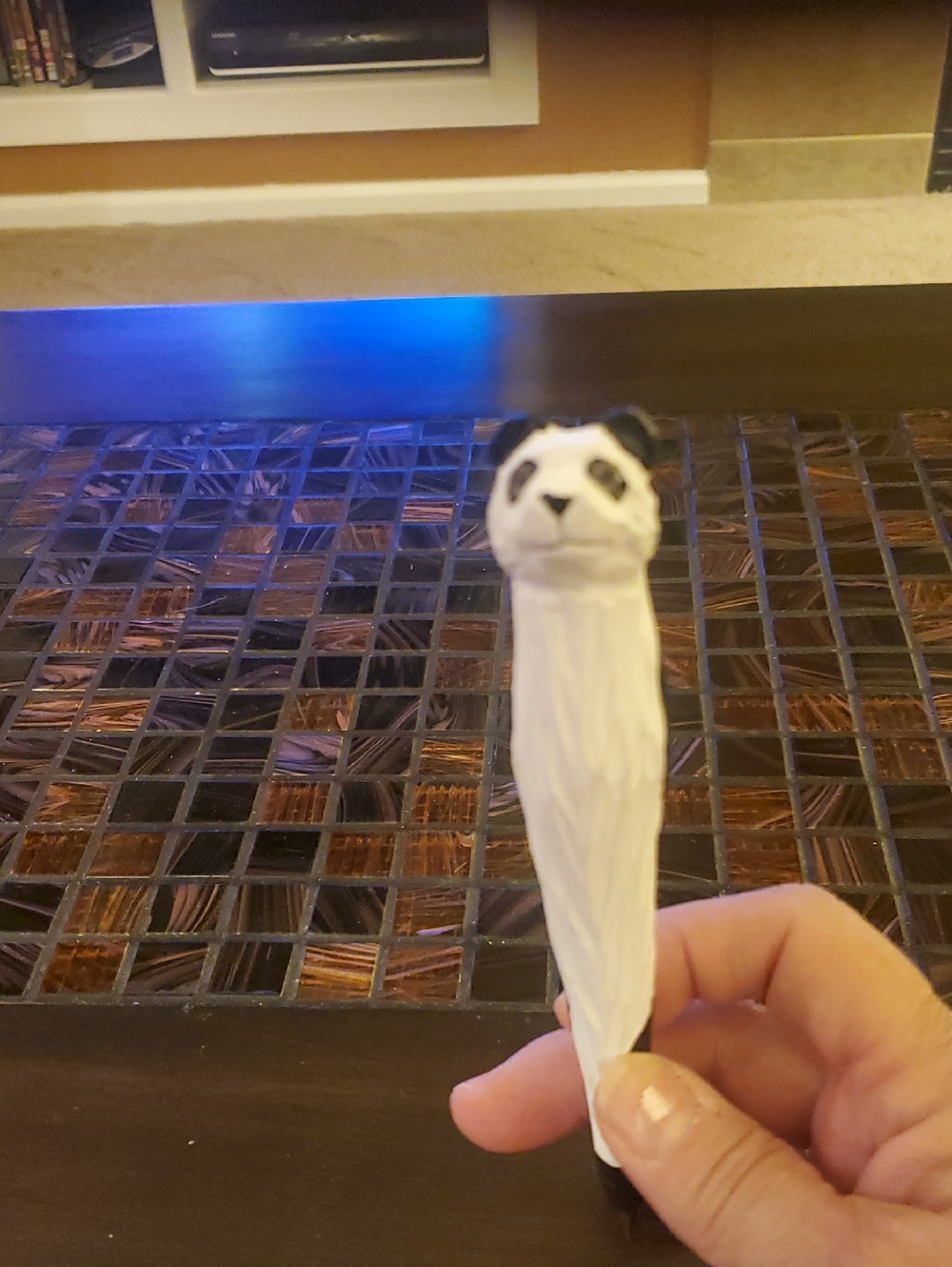 Handcarved Wooden Panda Pen - Black & White